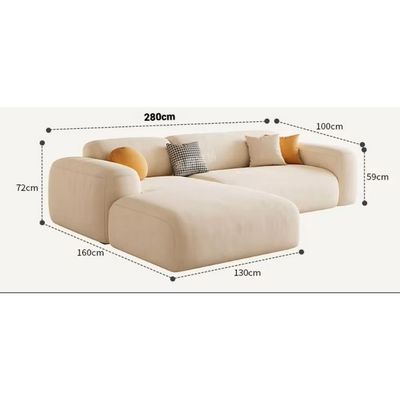 Living room 3 seater Modular Sectional Sofa  L-Shape Design  - Off White - 280 cm