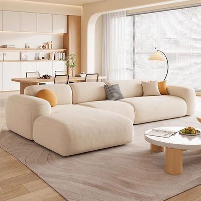 Living room 3 seater Modular Sectional Sofa  L-Shape Design  - Off White - 300 cm