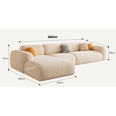 Living room 5 seater Modular Sectional Sofa  L-Shape Design  - Off White - 360 cm