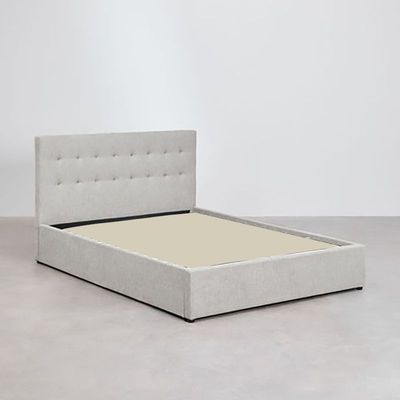 Maple Home Fabric Bed Frame Stylish Upholstered Design for Modern & Classic Bedrooms(Light Gray Super King Size 200*200cm) - 6 Months Warranty