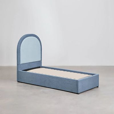 Maple Home Kids Bed Frame Luxury Boucle Lambwool Sturdy Wood Frame for Modern Bedrooms Blue(Big Single 120*200cm) - 6 Months Warranty