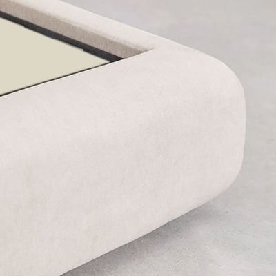 Maple Home Upholstered Bed Frame Luxe Textured Fabric Bed for Modern Bedrooms (Beige King Size 180*200cm) - 6 Months Warranty