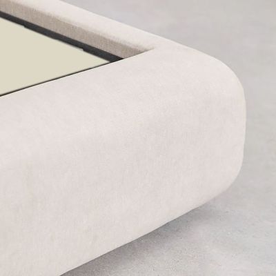 Maple Home Upholstered Bed Frame Luxe Textured Fabric Bed for Modern Bedrooms (Beige Super King Size 200*200cm) - 6 Months Warranty