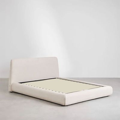 Maple Home Upholstered Bed Frame Luxe Textured Fabric Bed for Modern Bedrooms (Beige Super King Size 200*200cm) - 6 Months Warranty