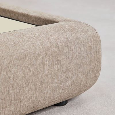 Maple Home Upholstered Bed Frame Luxe Textured Fabric Bed for Modern Bedrooms (Light Brown  Super King Size 200*200cm) - 6 Months Warranty