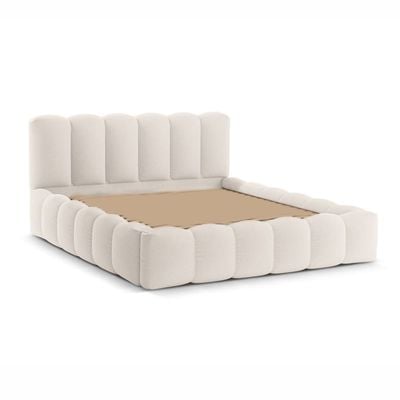 Maple Home Velvet Upholstered Bed Frame Luxury Modern (Beige Super King Size 200*200cm) - 6 Months Warranty