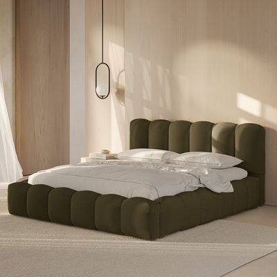 Maple Home Velvet Upholstered Bed Frame Luxury Modern (Grass Green King Size 180*200cm) - 6 Months Warranty