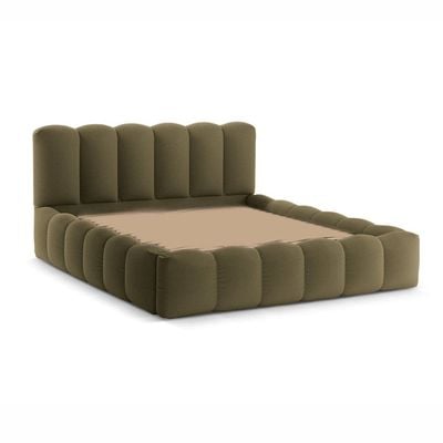 Maple Home Velvet Upholstered Bed Frame Luxury Modern (Grass Green Super King Size 200*200cm) - 6 Months Warranty