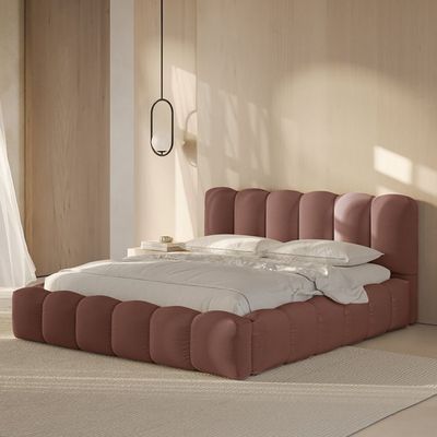Maple Home Velvet Upholstered Bed Frame Luxury Modern (Pink Queen Size 160*200cm) - 6 Months Warranty