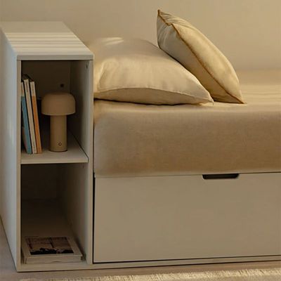 Maple Home Multifunctional Storage Single Bed Frame Drawers & Shelves Minimalist Modern Bedroom Furniture, 90*190cm Mattress Fit(Left Store) - 6 Months Warranty