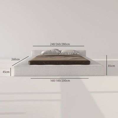 Upholstered Bed Frame Off-White Fabric for Bedroom(King Size 180*200cm)
