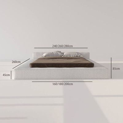 Upholstered Bed Frame Off-White Fabric for Bedroom(Super King Size 200*200cm)
