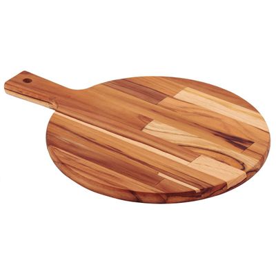 Fsc Round Board In Teak Wood With Handle 40X30 Cm