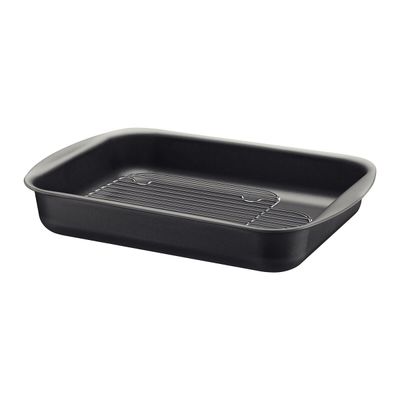 Brasil Aluminum Deep Roasting Pan With Grill And Starflon Max Nonstick Interior And Exterior Coating Graphite, 34 Cm, 4,9 L