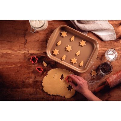 Brasil Aluminum Flat Roasting Pan With Interior And Exterior Starflon Max Nonstick Coating Red, 40 Cm, 3,8 L