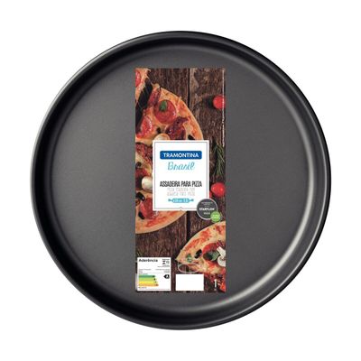 Brasil Aluminum Pizza Pan With Interior And Exterior Starflon Max Nonstick Coating Graphite, 35 Cm, 2,5 L