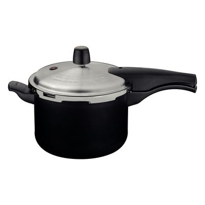 Vancouver Effect Black Aluminum Pressure Cooker With Interior And Exterior Starflon Max Nonstick Coating, 20 Cm, 4.5 L