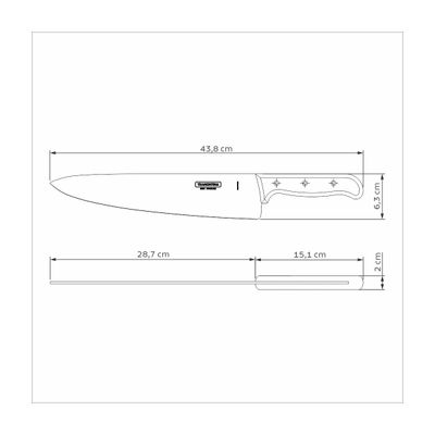 Kitchen Knife With Stainless-Steel Blade And Red Polywood Treated Handle, 12"