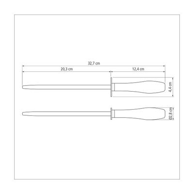 Chrome-Plated Carbon Steel Honing Steel With Brown Polywood Handle