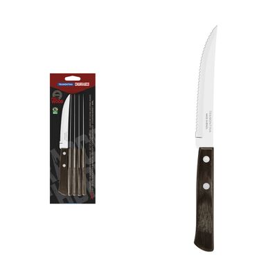 6-Piece Set Of Steak Knives With Stainless-Steel Blades And Brown Polywood Handles