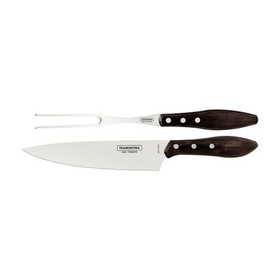 2-Piece Carving Set With Stainless-Steel Blades And Treated Polywood Brown Handles