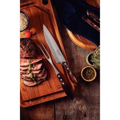 2-Piece Carving Set With Stainless-Steel Blades And Treated Polywood Brown Handles