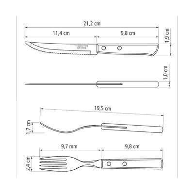 12-Piece Flatware Set With Stainless-Steel  Blades And Treated Brown Polywood Handles