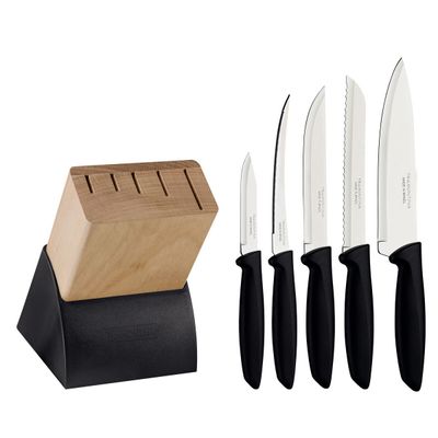 Plenus 6-Piece Knife Set With Stainless-Steel Blades And Black Polypropylene Handles