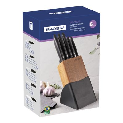 Plenus 6-Piece Knife Set With Stainless-Steel Blades And Black Polypropylene Handles