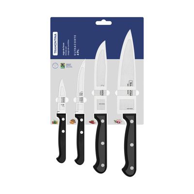 Ultracorte 4-Piece Knife Set With Stainless Steel Blades And Black Polypropylene Handles