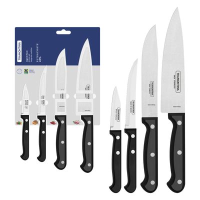 Ultracorte 4-Piece Knife Set With Stainless Steel Blades And Black Polypropylene Handles