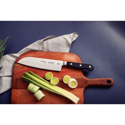 Century 7" Santoku Knife With Stainless-Steel Blade And Black Polycarbonate Handle