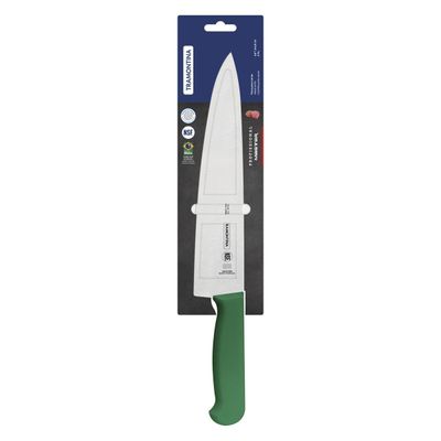 Professional Meat Knife With Stainless-Steel Blade And Green Polypropylene Handle With Antimicrobial Protection 10"