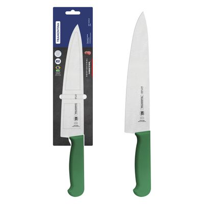 Professional Meat Knife With Stainless-Steel Blade And Green Polypropylene Handle With Antimicrobial Protection 10"