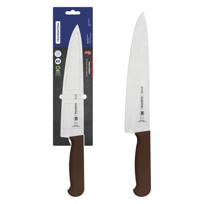 Professional Meat Knife With Stainless-Steel Blade And Brown Polypropylene Handle With Antimicrobial Protection 10"