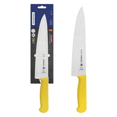 Professional Meat Knife With Stainless-Steel Blade And Yellow Polypropylene Handle With Antimicrobial Protection 10"