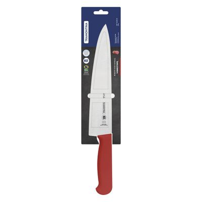 Professional Meat Knife With Stainless-Steel Blade And Red Polypropylene Handle With Antimicrobial Protection 10"