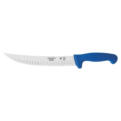 Butcher Meat Knife With Stainless-Steel Blade And Blue Polypropylene Handle 10"