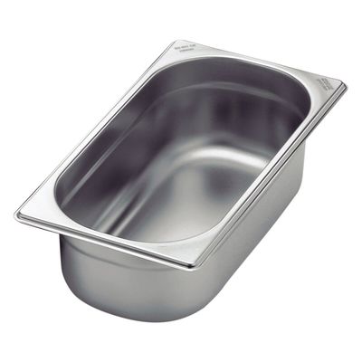 Gn 1/3 Stainless Steel Food Pan Without Handles, 100 Mm Deep - Steel 304