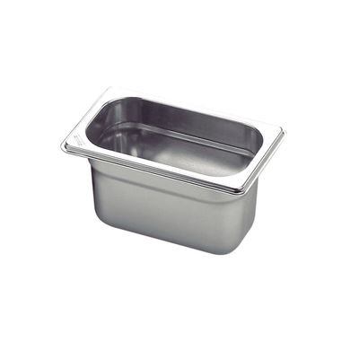 Gn 1/9 Stainless Steel Food Pan Without Handles, 100 Mm Deep - Steel 304