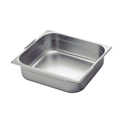 Gn 2/3 Stainless Steel Food Pan With Retractable Handles, 100 Mm Deep - Steel 304