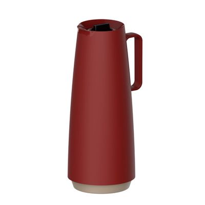 Exata Red Plastic Thermal Flask With Glass Liner, 1 L