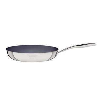 Grano Stainless Steel Frying Pan With Tri-Ply Body And Interior Graphite Gray Ceramic Coating, 26 Cm