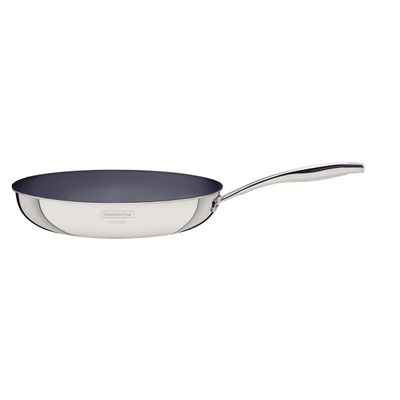 Grano Stainless Steel Frying Pan With Tri-Ply Body And Interior Graphite Gray Ceramic Coating, 30 Cm