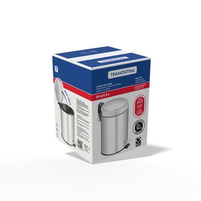 Stainless Steel Brazil 5 L Pedal Bin With Polished Finish And Internal Bucket