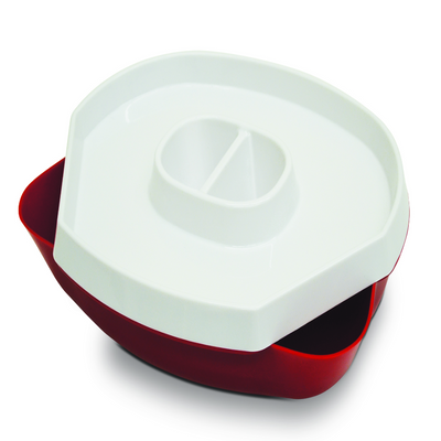 Handy Gourmet Hide Away Platter, Serving Tray with Hidden Storage Sections for Food Waste, 2 Dip Compartments, BPA-Free, Microwave Freezer & Dishwasher Safe - JBR-7258-WHITE