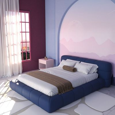 Maple Home Luxury Blue Velvet Bed Frame Modern Elegant Design for Bedroom(Queen Size 160*200cm) - 6 Months Warranty