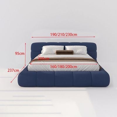 Maple Home Luxury Blue Velvet Bed Frame Modern Elegant Design for Bedroom(King Size 180*200cm) - 6 Months Warranty