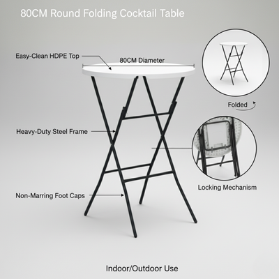 80CM Round Cocktail Table (White) – Ø80×110 cm