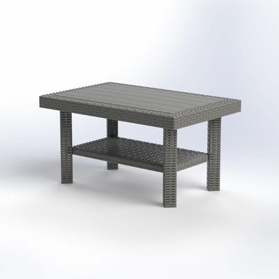 Doublex Rectangular Rattan Table (Silver) – 85×55×45 cm